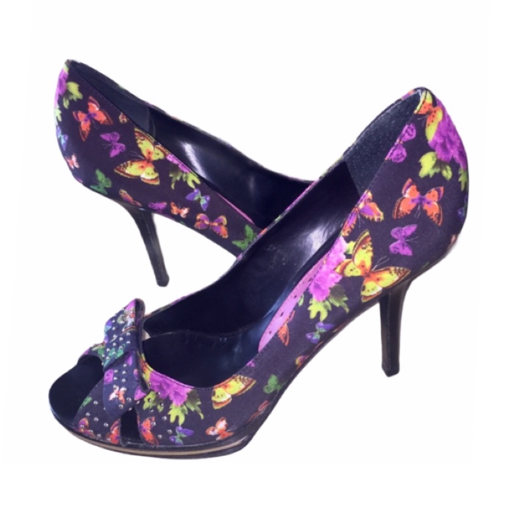 BCBGirls Peep Toe Butterfly High Heels Shoes 9